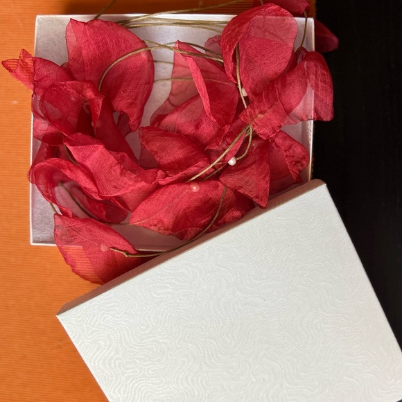 Statement Floral Flowy Red Necklace. Lightweight. Elegant and beautiful - Picture 5 of 5